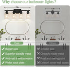 Indoi 4-Light Bathroom Light Fixtures, Matte Black Modern Vanity Lights with Clear Glass Shades, Bathroom Wall Lamp