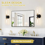 Indoi Hardwired Wall Sconces Set of Two, 22" Black and Gold Bathroom Sconces with Clear Glass, Modern Sconces Wall Decor Set of 2 Wall Light fixtures